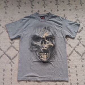 Harley-Davidson Gray Skull Tee Men's Small 60% Cotton 40% Polyester